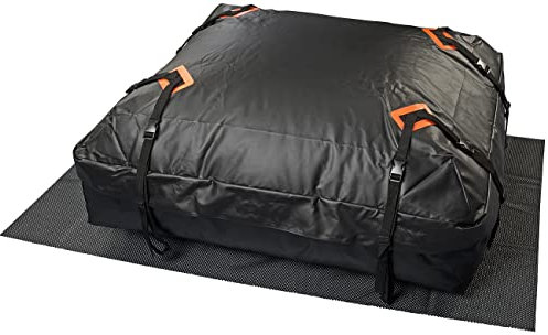Lescars Dachtasche Auto: wasserdichte Dachtasche aus reißfester PVC-Plane mit Matte, 425 Liter (Dachbox, Dachkoffer, Dachgepäckträger)