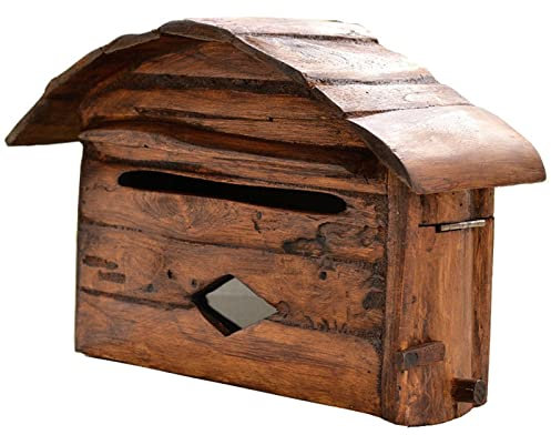 QOBNN Briefkasten Aus Holz - Wandbriefkasten Mit Sichtfenster - Gartenvilla Landschaft Kreativer Dekorativer Außenpostbriefkasten