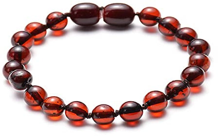 Stfery Damen Armbänder, Männer Armband 19 cm Bernstein Orange Rot 6mm Korn Perle Armband Chakra Herren Modeschmuck Geschenk