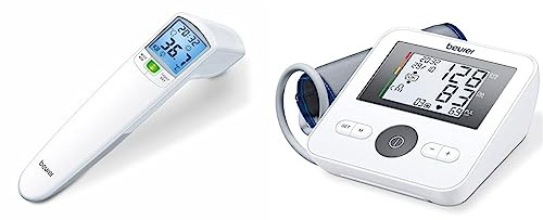 Beurer FT 100 & BM 27 Oberarm-Blutdruckmessgerät mit Manschettensitzkontrolle, für Oberarmumfänge von 22-42 cm, Risikoindikator, Arrhythmie-Erkennung, Meldung bei Anwendungsfehlern