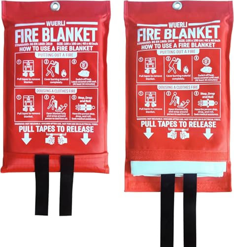 WUERLI Fire Blanket for Home and Kitchen,40 x 40,2 Pack,Emergency Fire Blanket