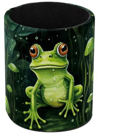 Sad Frog Baby Standing Pencil Case, Cute Round Pen Holder Pouch Pencil Bag Makeup Brush Boxes for School Students Office Women Teens Girls Boys