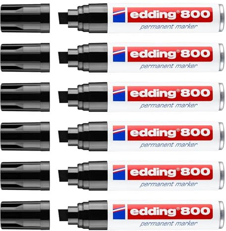 Edding Permanentmarker 800, Schwarz, abgeschrägte Spitze, 4 – 12 mm, 6 Stück