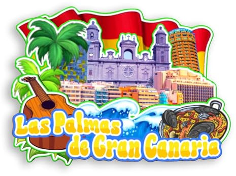 Quwsne Imán para nevera Las Palmas de Gran Canaria, España, imán para nevera, recuerdos de viaje, regalos turísticos, monumentos clásicos 3D, hechos a mano, decoración del hogar, 1422
