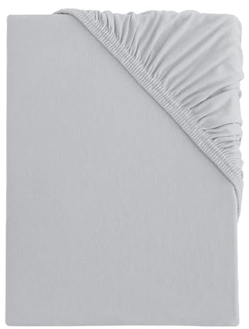 s.Oliver Spannbettlaken 90x200-100x200 cm- 100% Baumwolle, Matratzenhöhe bis 25 cm, besonders weich & angenehm, Spannbetttuch hellgrau