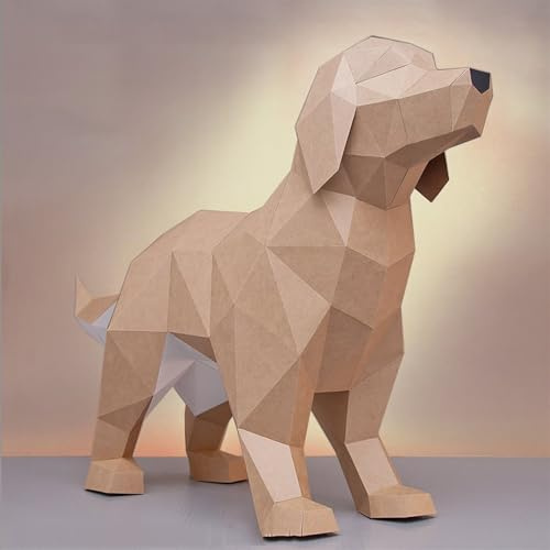 Dog PaperCraft, DIY Papercraft kit, 3D Paper Sculpture, Pre-Cut DIY Papercraft Kit, Origami 3D Dog, Paper Craft Kit for vuxna Nybörjare Present, Pre-Cut & Pre-Cut Model Kit (Color : F)