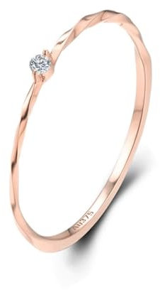 Wycian Freundschaftsringe Damen, Fingerring 50 9 Karat Roségold Moissanit Rundschliff Weiß Npassbar Für Vatertag Ringe Damen Boho