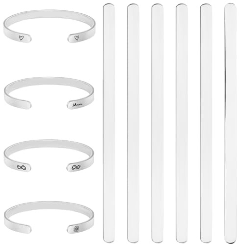 Beebeecraft 6 Stück 304 Armreif-Rohlingsstreifen Aus Edelstahl Manschettenarmbänder Herstellung von Beschlägen Mit Metallstempel Und Gravurrohlingen Für Die DIY Schmuckherstellung