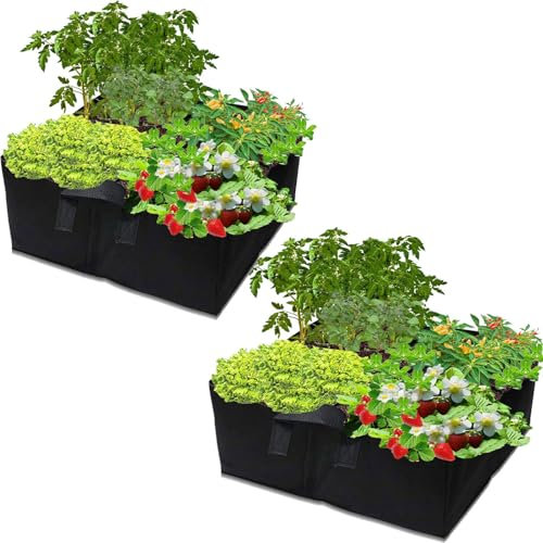 BTAISYDE Grow Bag Plant Grow Bags Non Woven Fabric Pots with Handle Gemüse Kartoffel Tomate Flower Growing Containers,Black,60x60x40cm