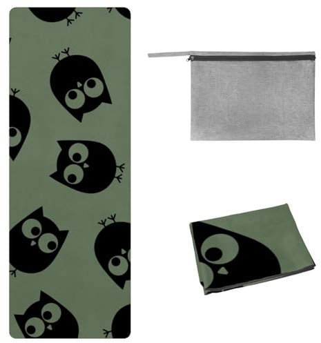 Eslifey Yoga-Handtuch, niedliche Eulen, rutschfest, schweißabsorbierend, Hot Yogamatte, Handtuch für Hot Yoga, Pilates und Fitness, 185 x 68 cm