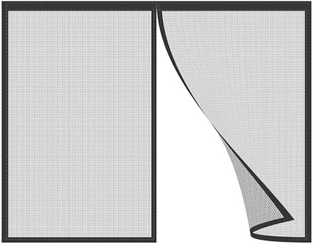 Magnet Fliegengitter BalkonFenster 230x210cm Netz Insektenschutz Tür mit Klettband,Magnetverschluss,Fliegengitter Magnetvorhang für Küche/Wohnzimmer/Schlafzimmer Schwarz