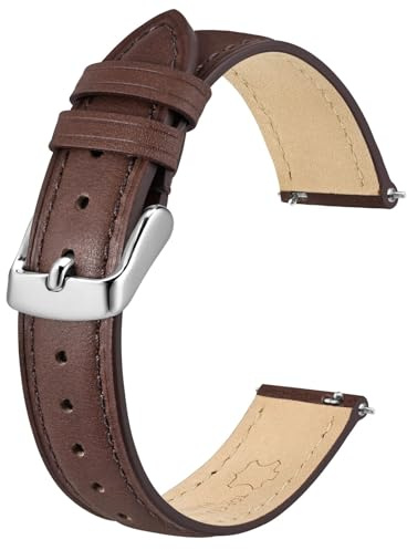 BISONSTRAP Elegante Leder Uhrenarmband, Schnellverschluss, Uhrenarmbänder für Damen und Herren, Kompatibel mit Uhrenanstößen von 12mm 14mm 15mm 16mm 18mm 20mm