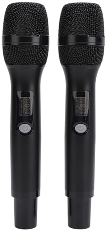 Dilwe Wireless Microphone, Handheld Cordless Mic Dual Dynamic Microphone with Rechargeable Receiver for KTV Singing