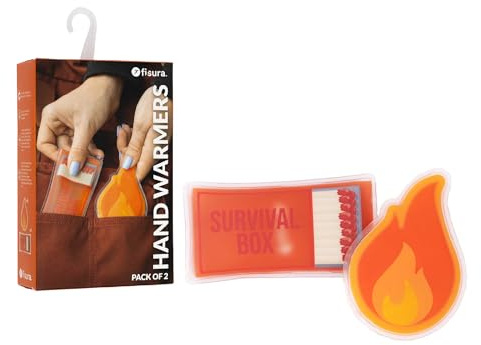 Fisura – Originaler Handwärmer “Survival”. Mini-Gel-Handwärmer, wiederverwendbar und kompakt. Perfekt für Abenteuer im Freien und kalte Tage. Set mit 2 Einheiten.