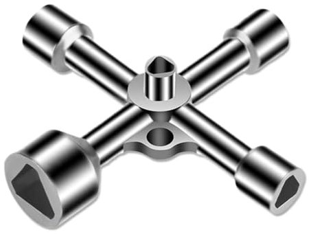 5in1 Triangle valve key,Metal Utility Key Universal Cross Triangle Key Water Meter Valve Key Universal Water Pipe Water Gate Valve for Faucet,Gas Meter,Meter Box,Valve,Electrical Cabinet Opening