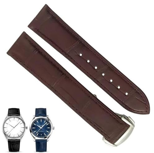 dongriuk Lederarmband Für Omega De Ville Seamaster Constellation Uhrenarmband(Brown silver,21mm)