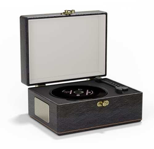 Yintiny Lecteur CD portable vintage avec connectivité Bluetooth, extérieur en cuir