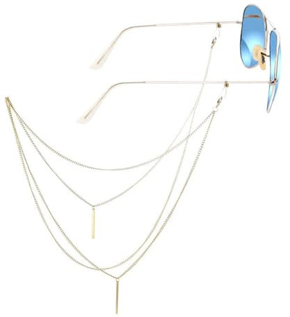 AAIXXIZAO Brillenkette Modische Brillenkette Doppellagige Quaste Herren- Und Damen-Sonnenbrille Sonnenbrille Hängende Kette Maske Anti-Verlust-Kette Gold