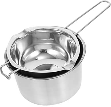 MOLUCKFU Double Boiler Pot 600ml Stainless Steel Chocolate Melting Pot Wax and Cheese Melting Pan Suitable for Induction and Gas Stoves