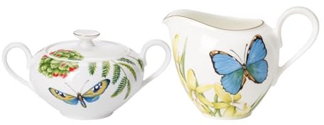 Villeroy & Boch Amazonia Grace Ensemble de Lait et de Sucre, Pot à Lait (200 ML) et sucrier (350 ML), Vaisselle de Service avec décor Floral, Porcelaine de qualité supérieure, Multicolore