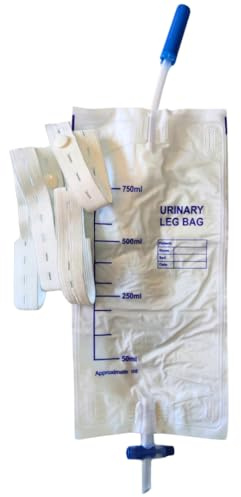 PA GROUP Sacca Urina da Gamba con Valvola Antireflusso e Rubinetto di Scarico a T con Tubo e Lacci, Capienza 750 ml (Tubo 10 cm - 10 pz)
