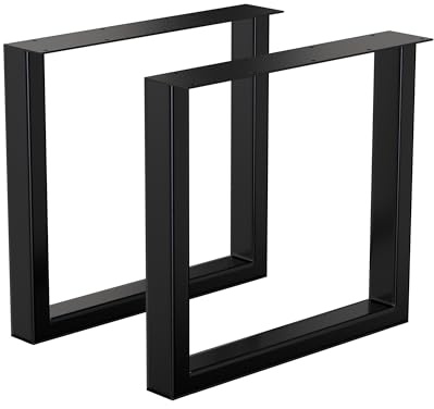 Goyappin Tischbeine aus Stahl, 40,6 cm hoch, 45,9 cm breit, Esstischbeine, strapazierfähig, 7,9 cm breit, quadratisch, 40,6 x 45,9 x 7,9 cm, schwarz, industrieller Landhausstil, Metall-Esstischbeine
