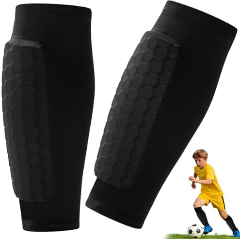 Laimer Schienbeinschoner Kinder - Schienbeinschoner Fußball Herren | Schienbeinschonerhalter | Anti-Rutsch-Socken | Sport Schienbeinschutz | Wadenschutz für Jungen & Mädchen （S, Schwarz）