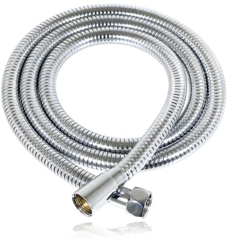 SPARES2GO Shower Hose 1.75m Stainless Steel Chrome 11mm bore Anti-Kink 1/2in Replacement