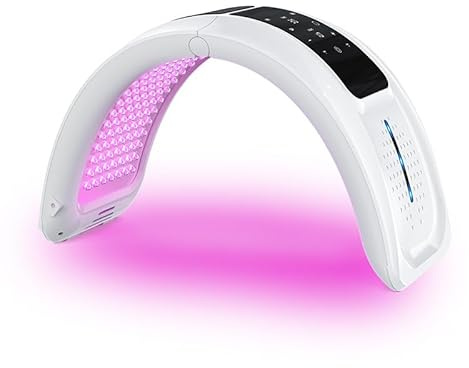 Elitzia Photon ETLED093 - Mascarilla de luz LED (6 colores, tratamiento facial, cuello, cuerpo, manos y piel, almacenamiento plegable, máscara de terapia de luz roja, 182 perlas
