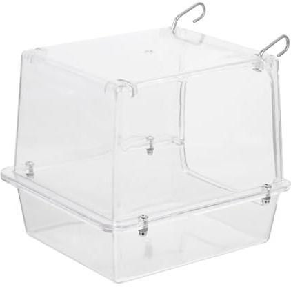 INOOMP Acryl Papageienbadewanne Auslaufsicher Hängend Vogelbadebox für Käfig Vogeltränke Beobachtung Haustier Vogelpflege