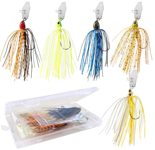 Chatterbait Set med 5 bete med blyhuvud, perfekt för abborre, gädda, gös, sötvatten och saltvatten