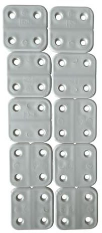 RVTechnik 10 charnières en plastique 40 × 40 mm – Sans articulation, arrondies, blanches