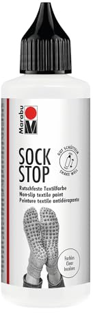 Marabu Sock Stop Textilfarbe, 90 ml in Transparent, gummiartige Antirutsch-Farbe für Stoppersocken, helle und dunkle Stoffe, auf Wasserbasis (kein Latex), 17220106100