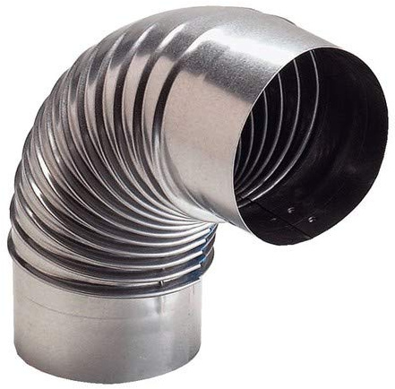 stock COUDE PLISSE POUR CONDUIT TUBAGE EVACUATION FUMEE FUMISTERIE CHEMINEE POELE 90° Ø 125 mm