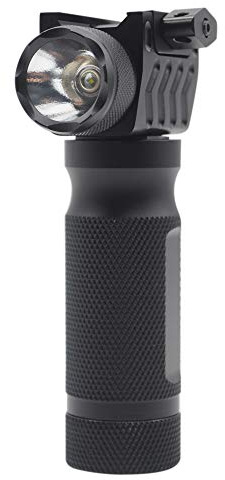 TRIROCK 250 Lumen LED Bulb Gun Flashlight Combo torch in Black Metal with Tactical Vertical Grip Fits Picatinny Weaver 21mm Rail Mount