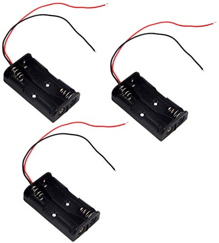 LAMPVPATH (Pack of 3) 2 AA Battery Holder, 2 AA Battery Holder with Leads, 2 AA Battery Holder with Wires