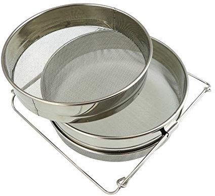 Tolegano Honigsieb Doppel-Sieb 24cm Edelstahl Bienen Honig Filter Bienenzucht Honigfilterung