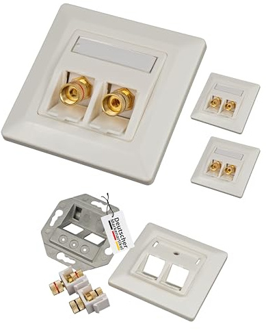 tsnetworks 3x Bananenstecker Lautsprecher Anschlussdose mit Polklemme Keystone Modul vergoldet rot/schwarz, High End Anschlussterminal mit Bananenstecker Buchse für Lautsprecherkabel bis 4 mm²
