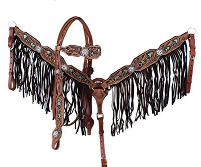 Showman Handbemaltes Pfeil-Design, Lederhalfter und Halfter mit Zügeln