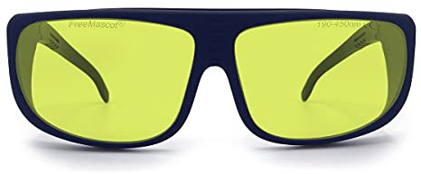 FREEMASCOT Professional OD 5+ 190nm-450nm UV Light/Violet & Blue Laser Safety Glasses for 275nm, 365nm, 405nm, 445nm Laser Light