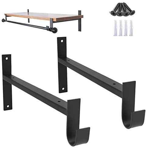 AddGrace Wandhalterung, Gusseisen, 25,4 cm, robust, 2 Stück, mattes Finish, Schwarz