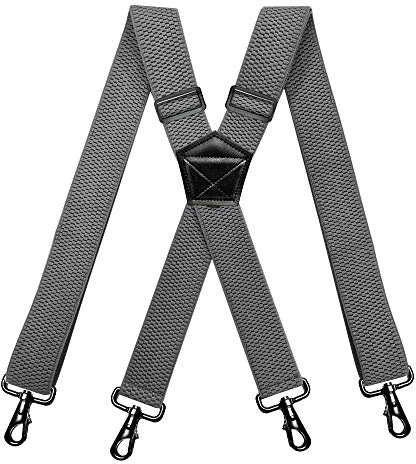 RIONA Herren Hosenträger Breit 3.8 cm mit 4 Karabinerhaken Lang Einheitsgröße für Männer und Damen Einstellbar und Elastisch X-Back Heavy Duty