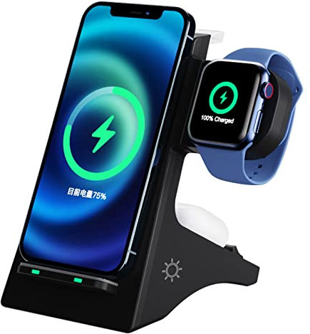 Station de Chargement sans Fil 4 en 1 pour Station de Charge Rapide sans Fil Compatible avec Apple Watch SE 6/5/4, Compatible avec Les AirPods Pro/2, iPhone 13/12/11/Pro/Pro Max/XR Max et certifié Qi