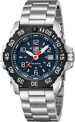 Luminox Herren Taucher Uhr Navy Seal Steel 3250 Series in der Farbe Silber mit Edelstahlarmband, Gehäusedurchmesser: 45 mm, XS.3254.CB