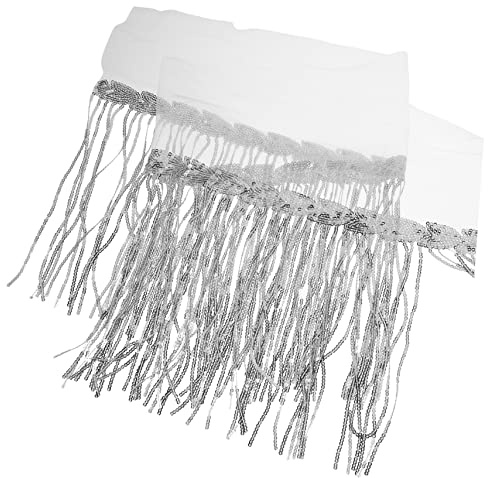 Ciieeo Fascia Paillettes e Frange in Poliestere Argento per Gonna Danza del Ventre Donna, Materiale Delicato che Non Irrita la Pelle, Accessorio Raffinato per Matrimonio e Cosplay