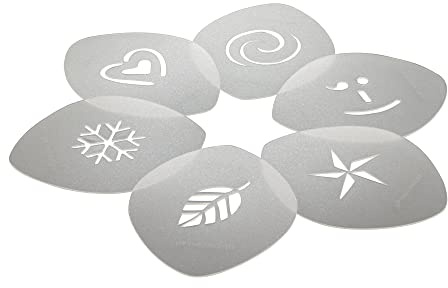 Aerolatte Cappuccino Stencils for Latte Coffee Art and Decorating Baked Goods, Set of 6