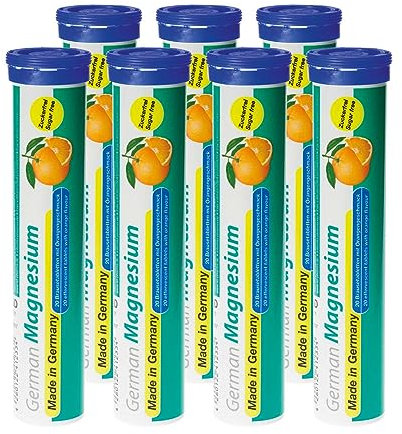 German Magnesium Brausetabletten 140 Stk. Orangengeschmack – 200 mg Magnesium Zuckerfrei, Vegan – T&D Pharma – Made in Germany