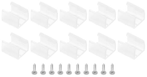 PATIKIL LED Streifenlicht Clips, 40er Pack Montagehalterung Befestigungsclips aus Kunststoff mit Schrauben LED Streifen Clips für 8mm-10mm Neon RGB Lichtkabelband, Durchsichtig