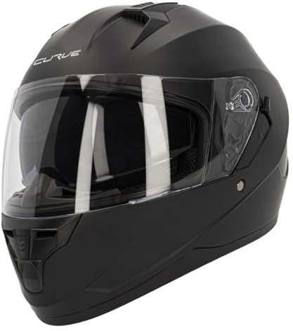 Casco Moto Integral Curve Lead Negro Mate, Material ABS, Visor Solar Ahumado, Cierre micrométrico, Adultos, Hombre y Mujer, ECE 22.06 (XS)