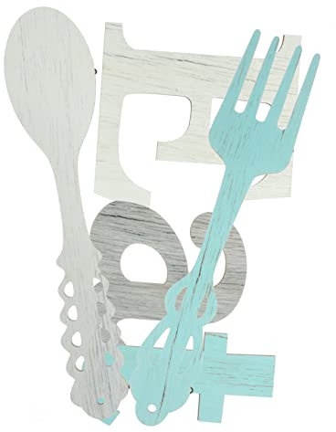 Ciieeo Wooden Letter Pendant Set for Kitchen Wall Decor Rustic Fork Spoon Wall Art Hanging Sign for Home Unique Kitchen Decorations